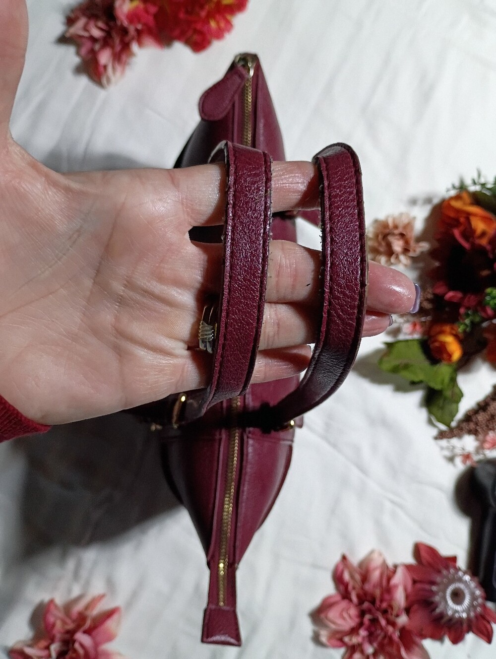 Michael Kors Wine Red Leather Tote - Picture 2 of 7